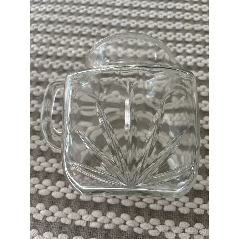 Federal Glass Small Square Starburst Pitcher Vintage Clear EUC‎